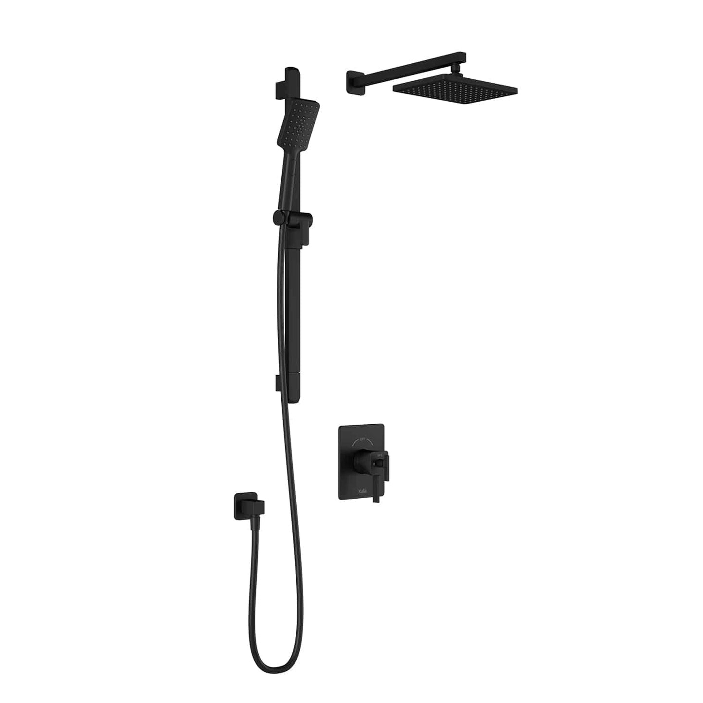 Kalia SquareOne TCD1 (Valve Not Included) AQUATONIK T/P Coaxial Shower System with Wall Arm- Matte Black
