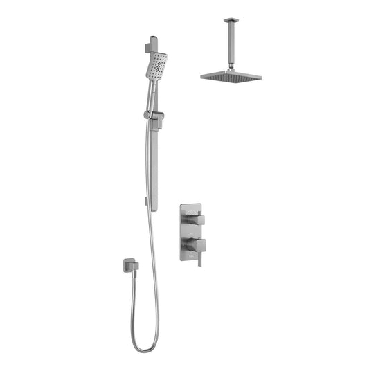 Kalia SquareOne TD2 AQUATONIK T/P with Diverter Shower System with 10-1/4" Shower Head with Vertical Ceiling Arm- Pure Nickel PVD