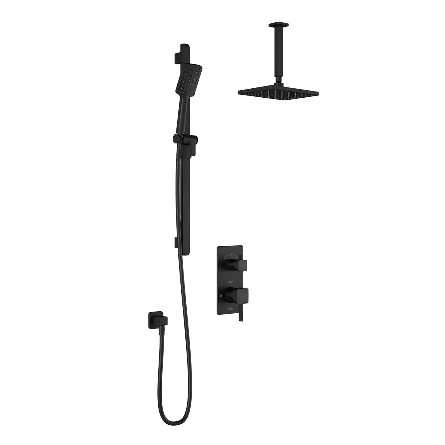 Kalia SquareOne TD2 AQUATONIK T/P with Diverter Shower System with 10-1/4" Shower Head with Vertical Ceiling Arm- Matte Black