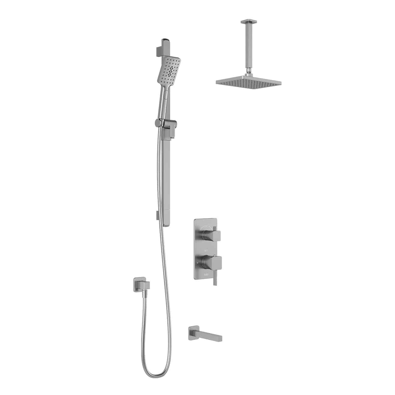 Kalia SquareOne TD3 AQUATONIK T/P with Diverter Shower System with 10-1/4" Shower Head with Vertical Ceiling Arm -Chrome