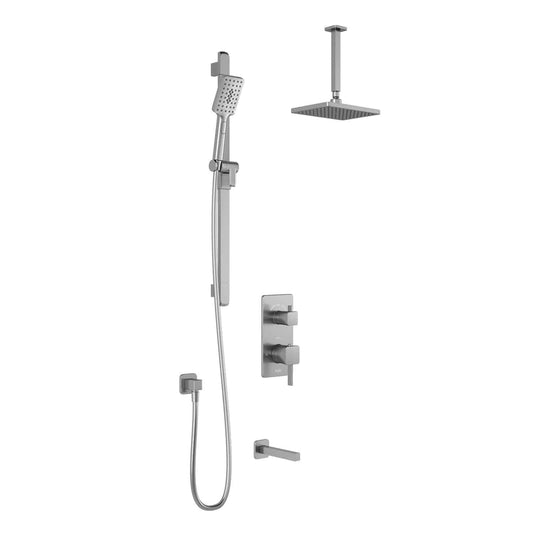 Kalia SquareOne TD3 AQUATONIK T/P with Diverter Shower System with 10-1/4" Shower Head with Vertical Ceiling Arm- Pure Nickel PVD