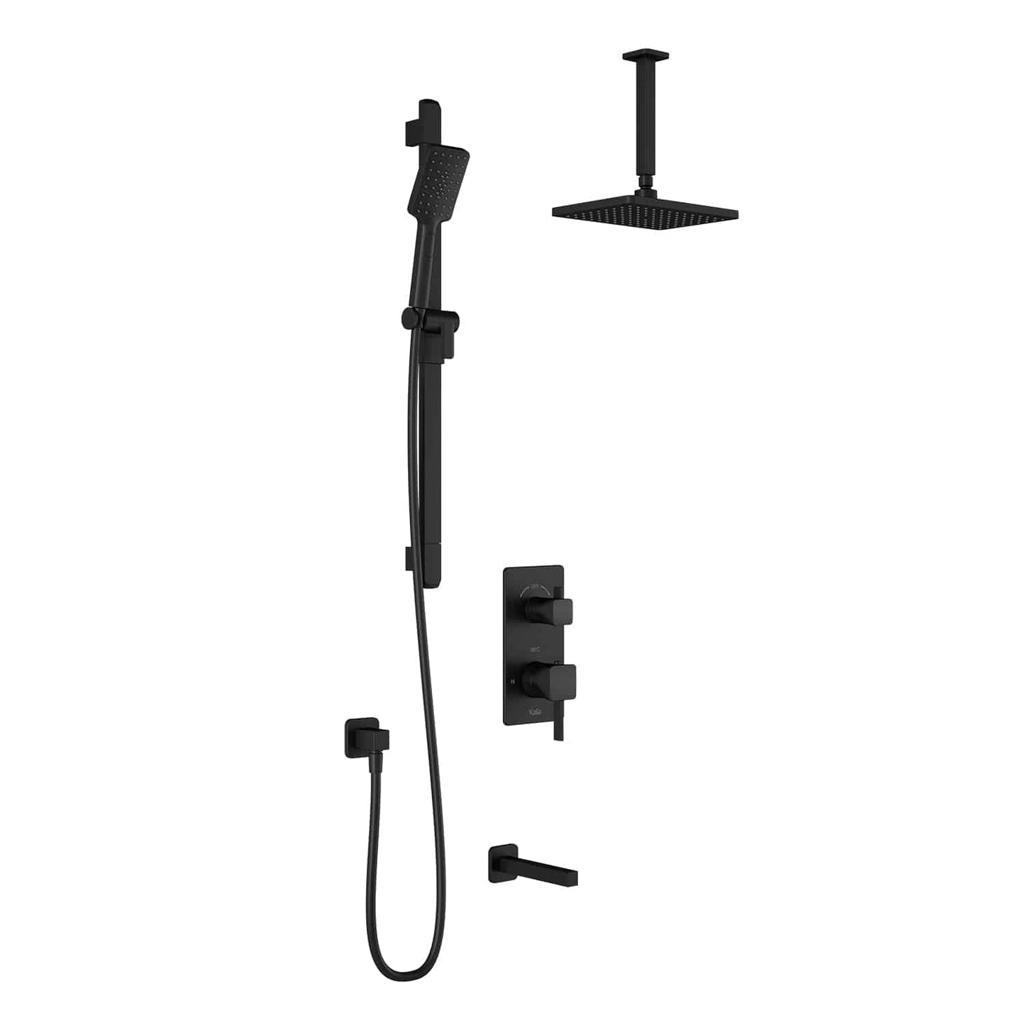 Kalia SquareOne TD3 (Valve Not Included) AQUATONIK T/P with Diverter Shower System with 10-1/4" Shower Head with Vertical Ceiling Arm -Matte Black