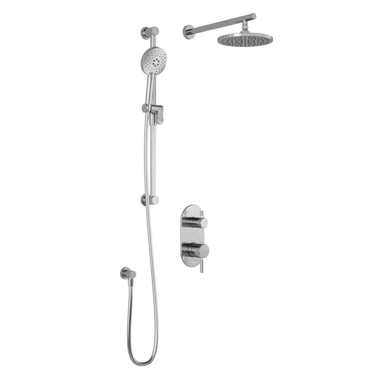 Kalia PRECISO TD2 : AQUATONIK T/P avec système de douche à inverseur avec pomme de douche ronde 9", douchette ronde et bras mural - Chrome