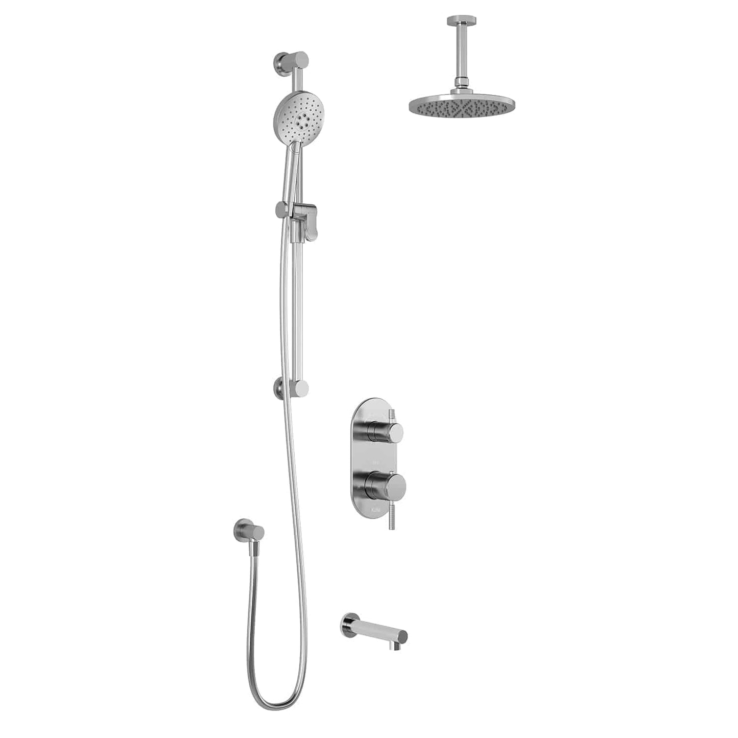 Kalia PRECISO TD3 AQUATONIK T/P with Diverter Shower System with 9" Round Shower Head and Vertical Ceiling Arm -Chrome