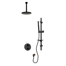Rubi Kronos 1/2 Inch Thermostatic Shower Kit With Wall Mounted Shower Head and Straight Hand Shower- Black