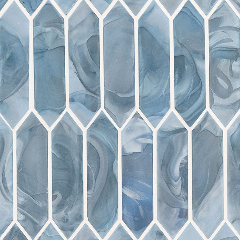 MSI Dosseret et carrelage mural Bleu Shimmer Piquet Carreau de verre 6 mm