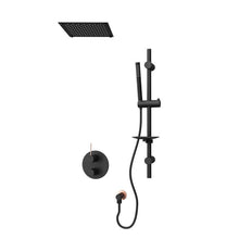 Rubi Kronos 1/2 Inch Thermostatic Shower Kit With Straight Wall Mount Shower Head- Black