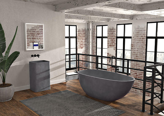 Slik Portfolio Bath Cimento Concrete Matte Grey 67" x 33.25"