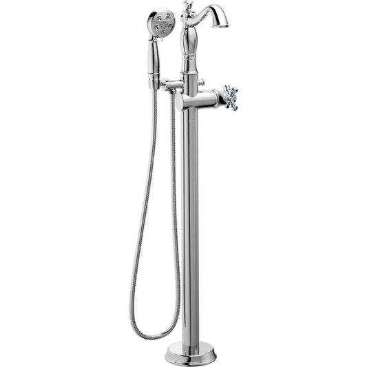 Delta CASSIDY Single Handle Floor Mount Tub Filler Trim with Hand Shower -Chrome (Valve and Handle Sold Separately)