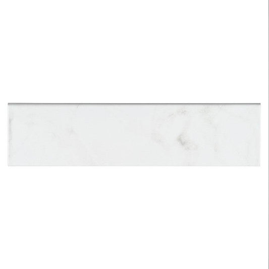 MSI Classique White Carrara Glossy Bull Nose Ceramic Tile 4" x 16"