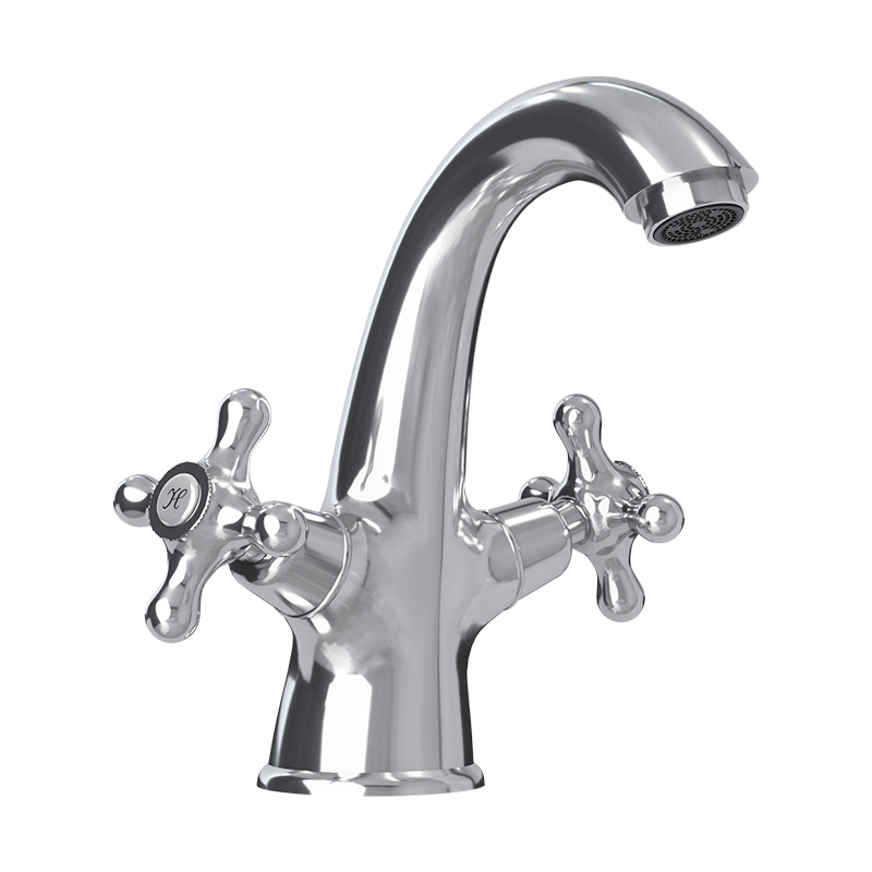 Rubi Jade 7" Washbasin Faucet With Cross Handles With Drain - Renoz