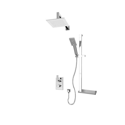 Rubi 1/2 Inch Thermostatic Shower Kit With 8 Inch Square Shower Head- Nickel - Renoz
