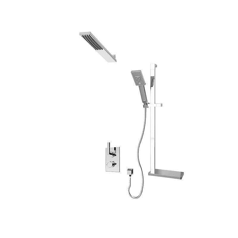 Rubi Jawa 1/2 Inch Thermostatic Shower Kit With Wall-mounted Solid Brass Shower Head - Chrome - Renoz