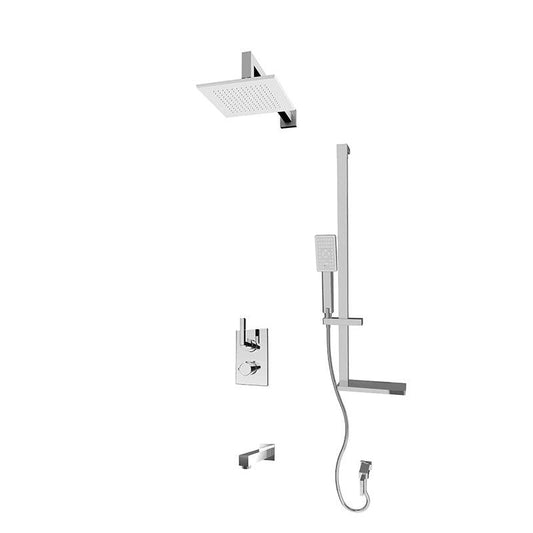 Rubi Jawa 1/2 Inch Thermostatic Shower Kit With Square Hand Shower - Chrome - Renoz