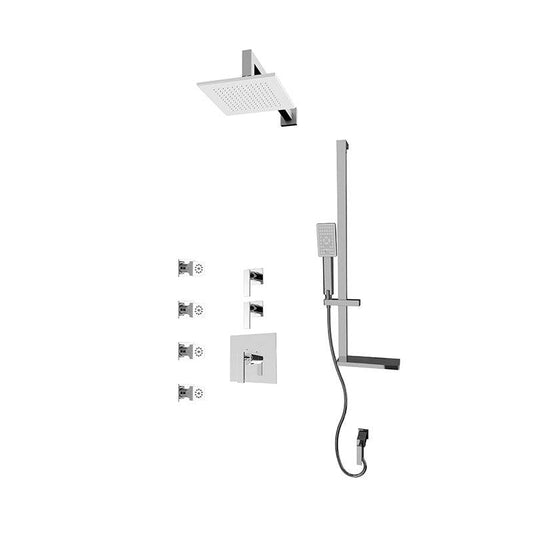 Rubi Kali 3/4 Inch Thermostatic Shower Kit With Wall Mounted Shower Head And Body Jet - Chrome - Renoz
