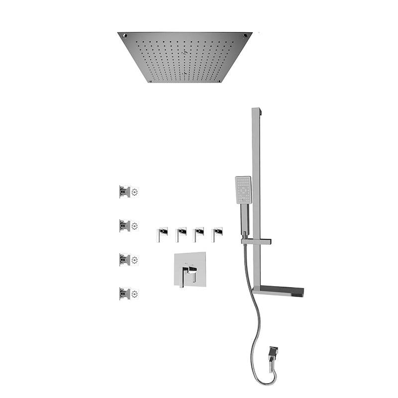 Rubi Jawa 3/4 Inch Thermostatic Shower Kit With Built-in Shower Head and Body Jet - Chrome - Renoz