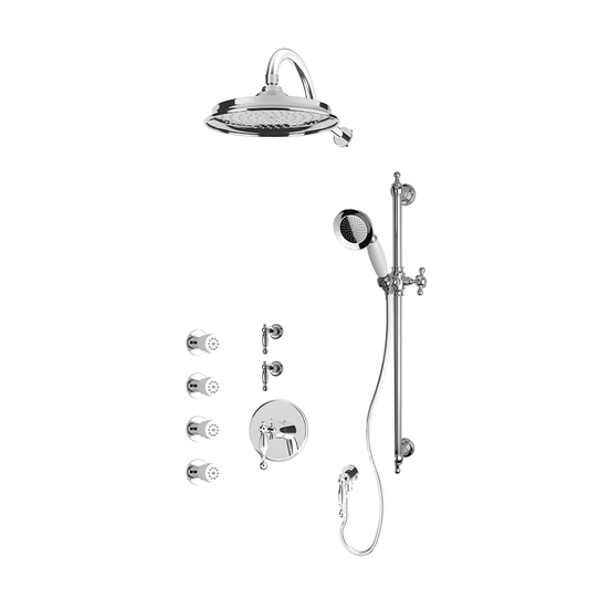 Rubi Qabil 3/4 Inch Thermostatic Shower Kit With Body Jet and Stop Valve With Water Outlet - Chrome - Renoz