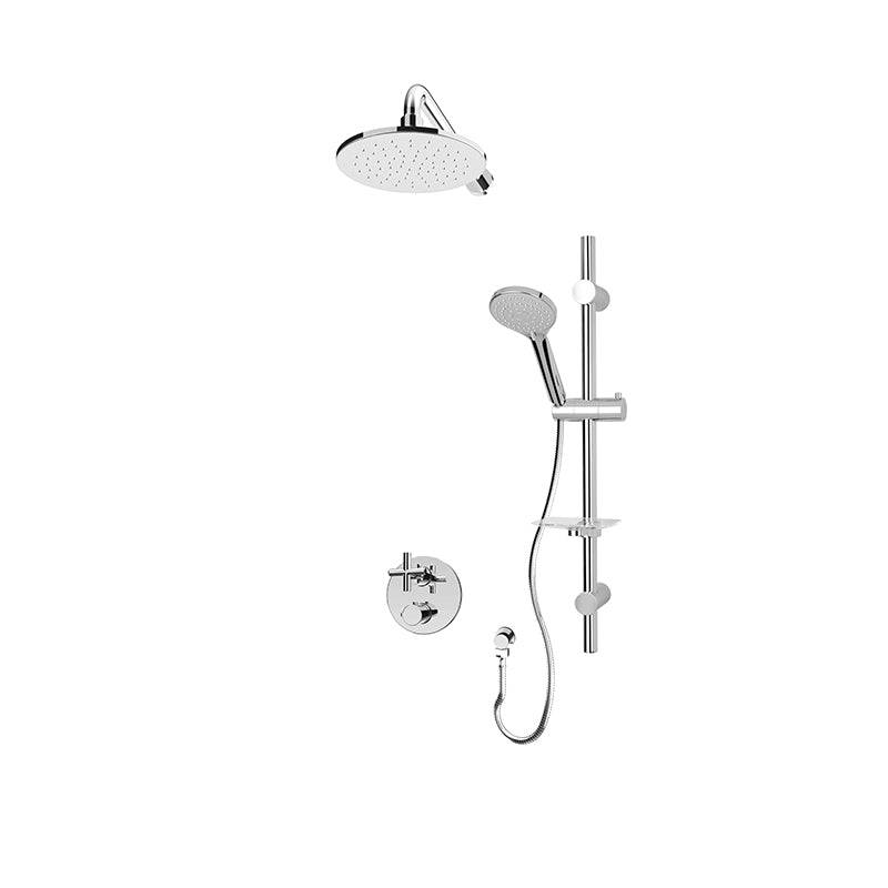 Rubi 1/2 Inch Thermostatic Shower Kit With 8" Wall Mounted Round Shower Head And Hand Shower - Renoz