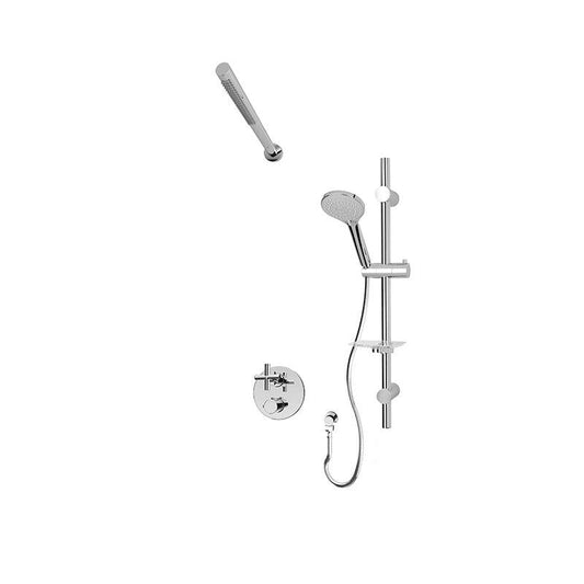 Rubi 1/2 Inch Thermostatic Shower Kit With Wall-mounted Solid Brass Shower Head and Hand Shower - Renoz