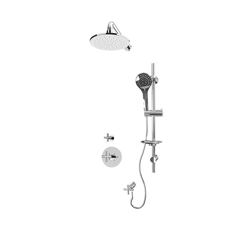 Rubi 3/4 Inch Thermostatic Shower Kit With 8" Round Wall Mount Shower Head - Renoz