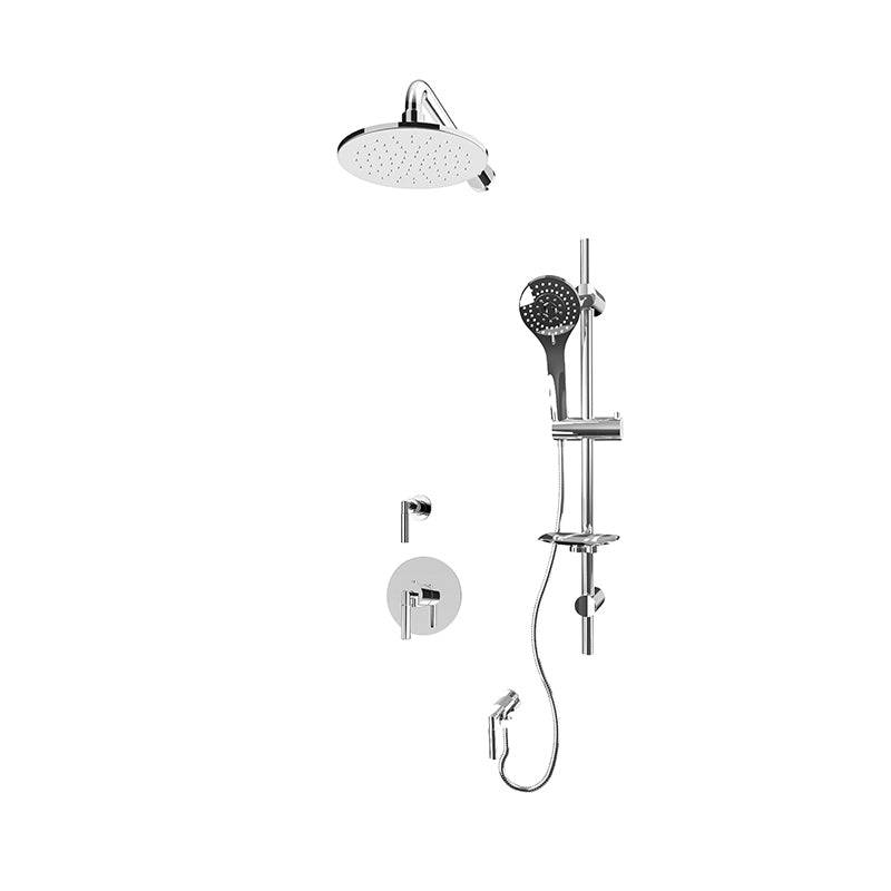 Rubi 3/4 Inch Thermostatic Shower Kit With 8" Round Wall Mount Shower Head - Chrome - Renoz