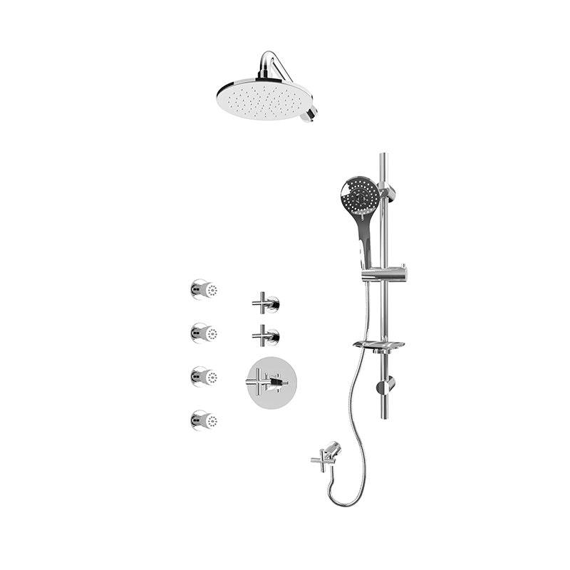 Rubi 3/4 Inch Thermostatic Shower Kit With 8" Wall Mounted Round Shower Head and Body Jet- Chrome - Renoz