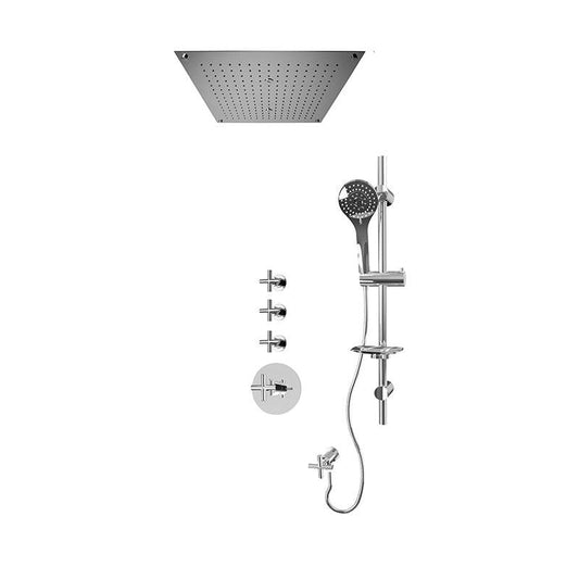 Rubi 3/4 Inch Thermostatic Shower Kit With Built in Shower Head and Body Jet - Chrome - Renoz