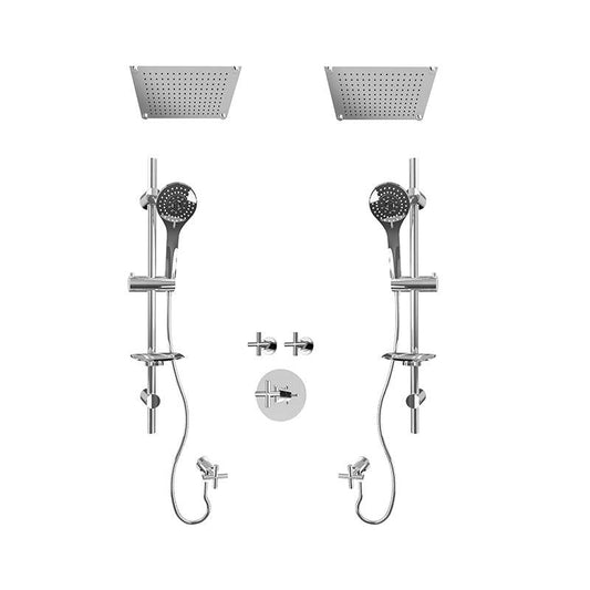 Rubi 3/4 Inch Dual Thermostatic Shower Kit With Wall Mounted Shower Head - Chrome - Renoz