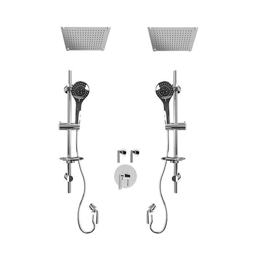 Rubi 3/4 Inch Dual Thermostatic Shower Kit With 10" Wall Mounted Shower Head - Chrome - Renoz