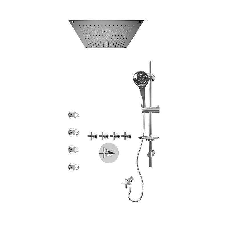 Rubi 3/4 Inch Thermostatic Shower Kit With 18" Wall Mounted Shower Head and Body Jet - Chrome - Renoz