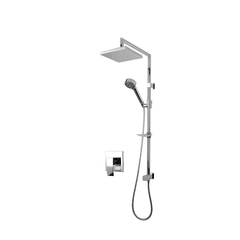 Rubi Pressure Balanced Shower Kit With Square Shower Bar Mounted Shower Head - Chrome - Renoz