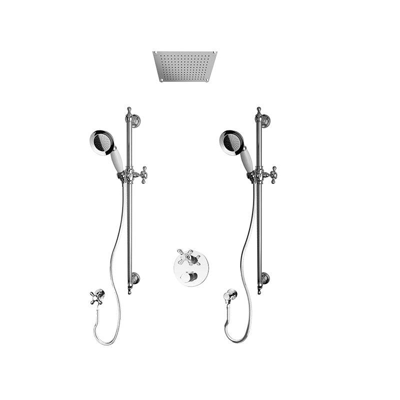 Rubi Jade 1/2 Inch Dual Thermostatic Shower Kit With 10" Built in Shower Head and Round Hand Shower - Chrome - Renoz