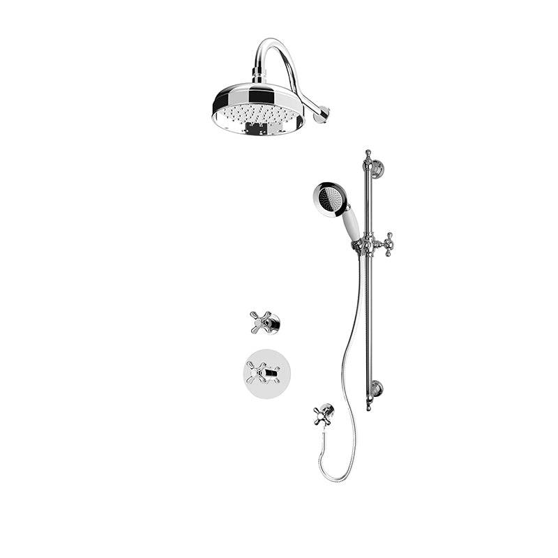 Rubi Jade 3/4 Inch Thermostatic Shower Kit With 9" Wall Mounted Round Shower Head and Hand Shower - Chrome - Renoz