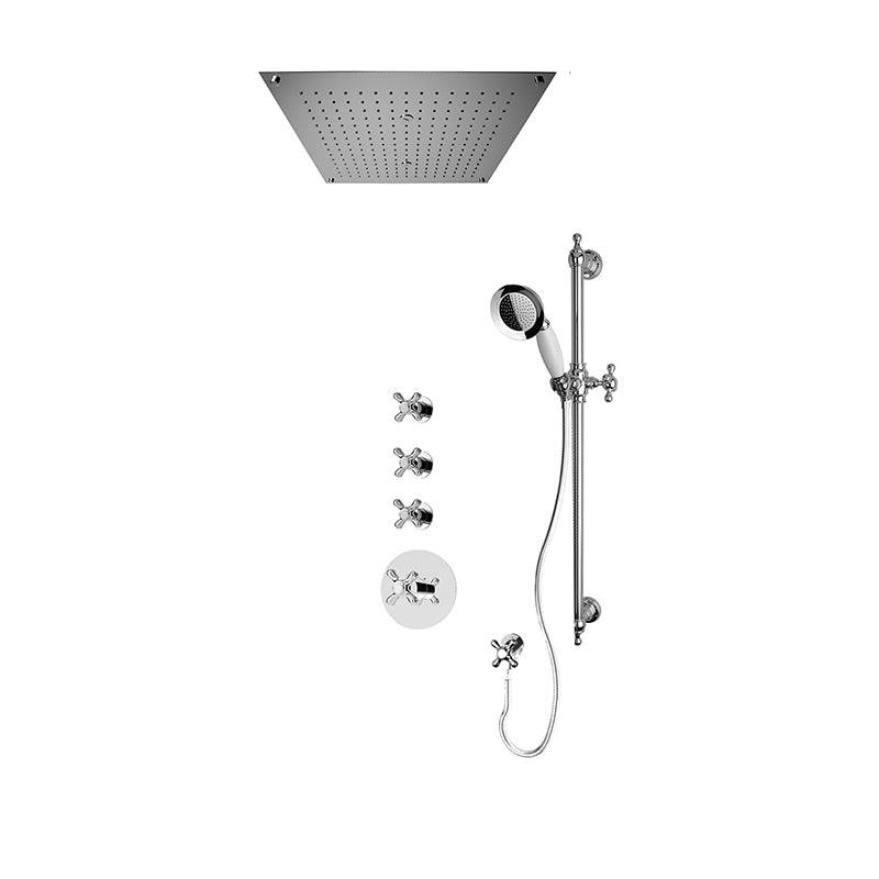 Rubi Jade 3/4 Inch Thermostatic Shower Kit With 18" Built in Shower Head and Hand Shower - Chrome - Renoz