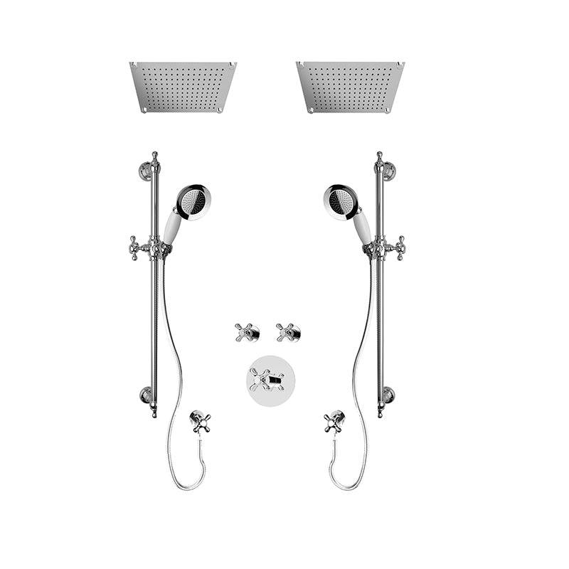 Rubi Jade 3/4 Inch Dual Thermostatic Shower Kit With 10" Built in Shower Head and Hand Shower - Chrome - Renoz