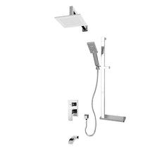 Rubi Kaskad Pressure Balanced Shower Kit With Wall Mounted Square Shower Head, Hand Shower and Bathtub Filler - Chrome