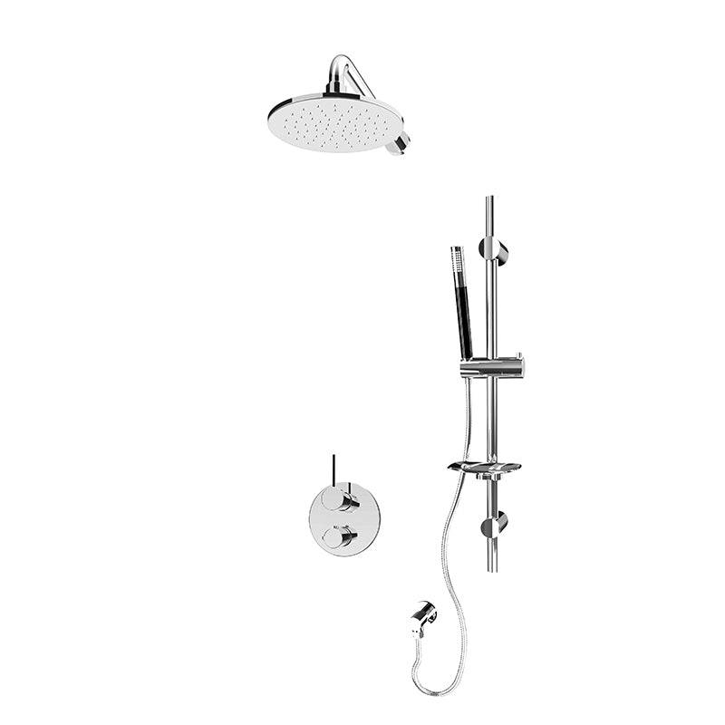 Rubi Kronos 1/2 Inch Thermostatic Shower Kit With Wall Mounted Shower Head and Straight Hand Shower - Chrome - Renoz
