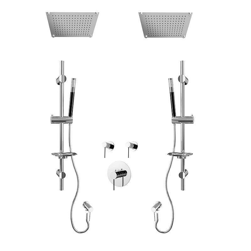 Rubi Kronos 3/4 Inch Dual Thermostatic Shower Kit With Built in Shower Head - Chrome - Renoz