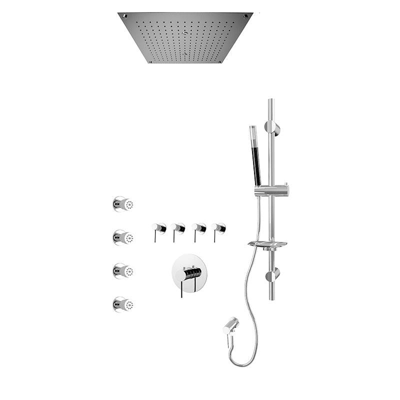 Rubi Kronos 3/4 Inch Thermostatic Shower Kit With Built in Shower Head and Body Jet - Chrome - Renoz