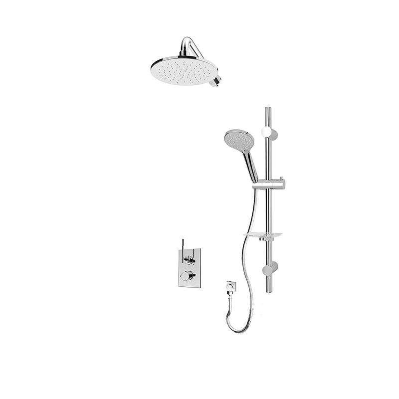 Rubi 1/2 Inch Thermostatic Shower Kit With 8" Round Wall Mount Shower Head - Chrome - Renoz