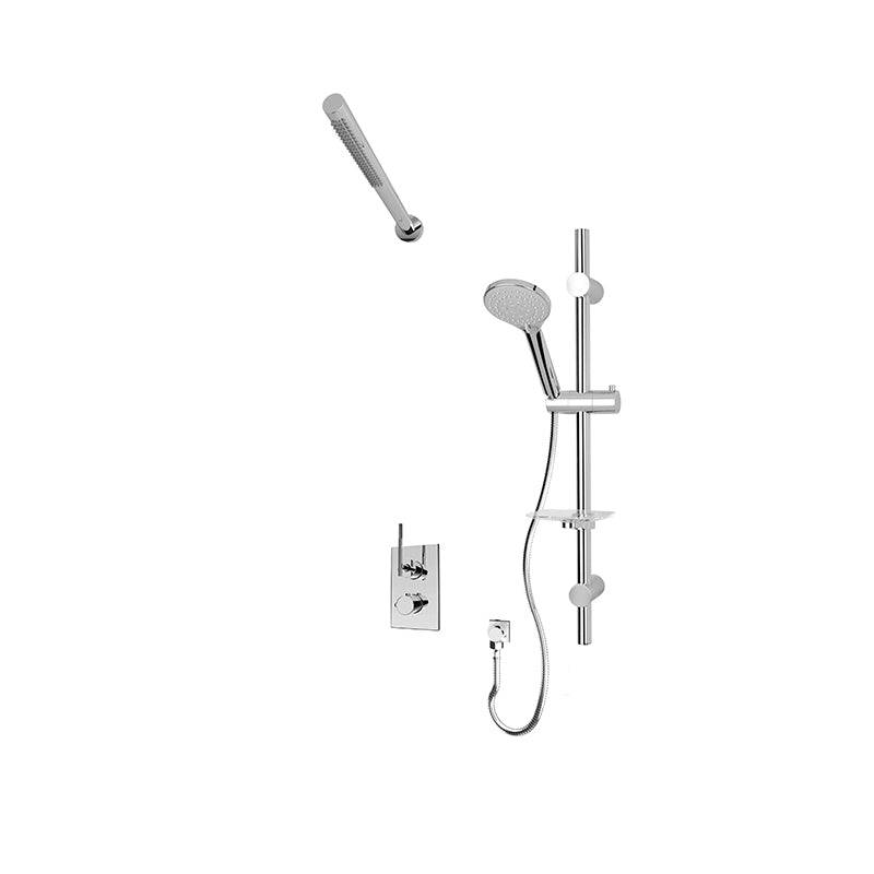 Rubi 1/2 Inch Thermostatic Shower Kit With Straight Wall Mount Shower Head - Chrome - Renoz