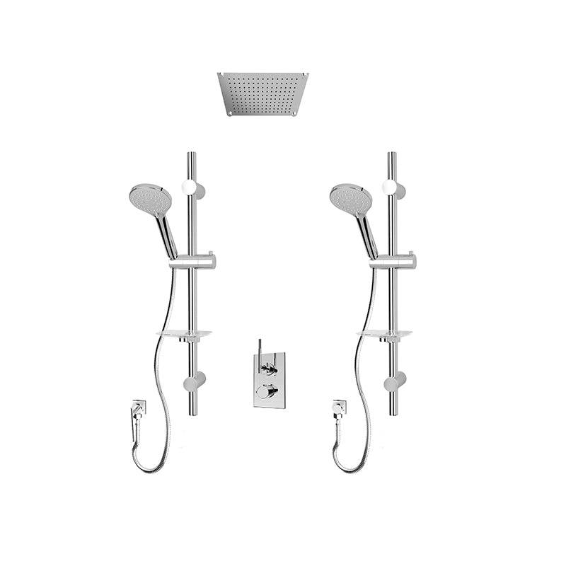Rubi 1/2 Inch Thermostatic Shower Kit With Built in Shower Head and Dual Hand Showers - Chrome - Renoz