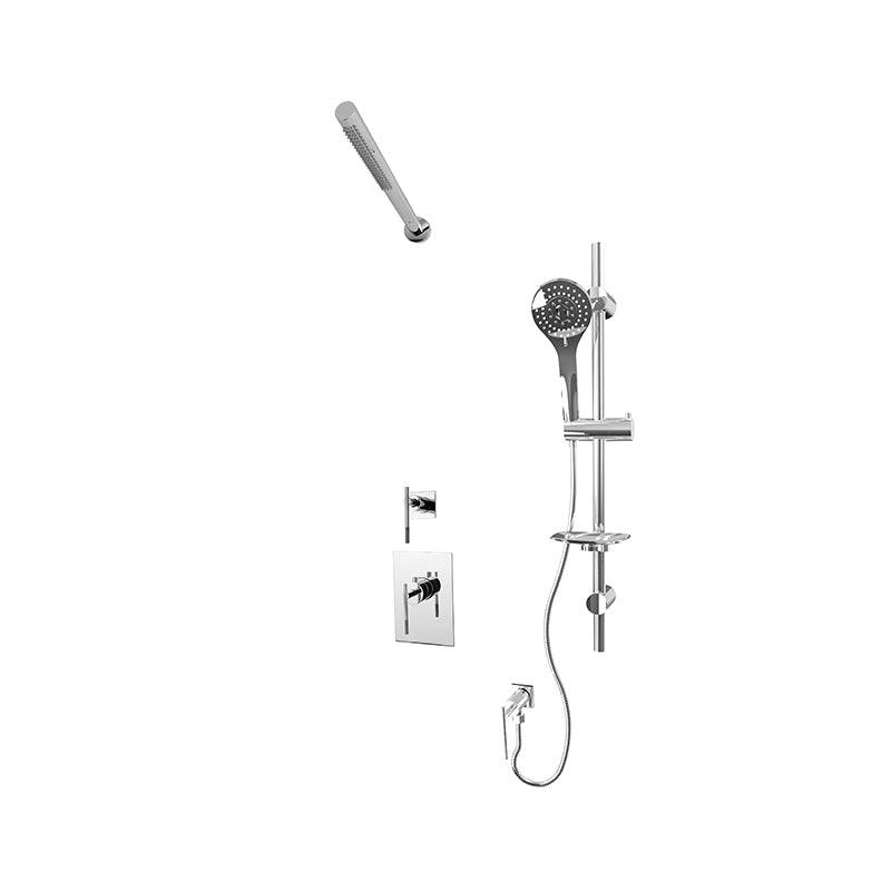 Rubi 3/4 Inch Thermostatic Shower Kit With Wall Mount Straight Shower Head - Chrome - Renoz