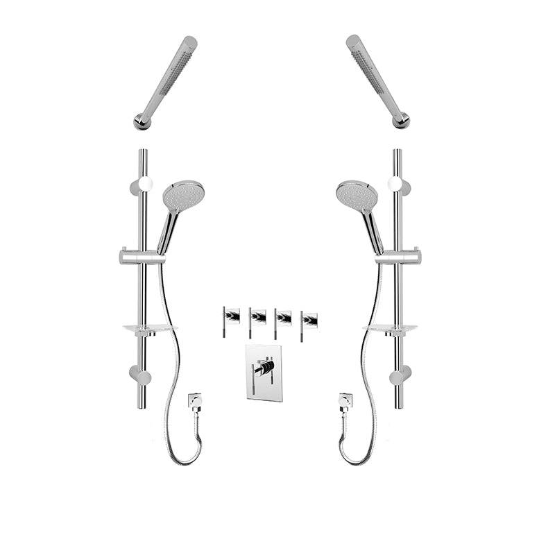 Rubi 3/4 Inch Dual Thermostatic Shower Kit With Straight Wall Mount Shower Head - Chrome - Renoz
