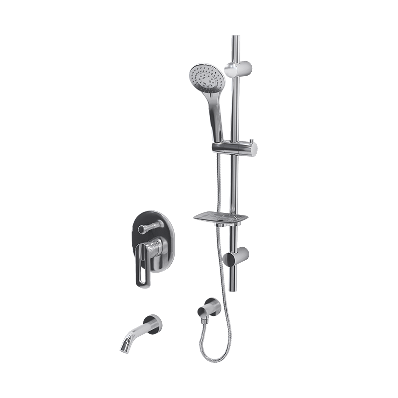 Rubi Myrto Pressure Balanced Shower Kit With Hand Shower and Tub Filler - Chrome - Renoz