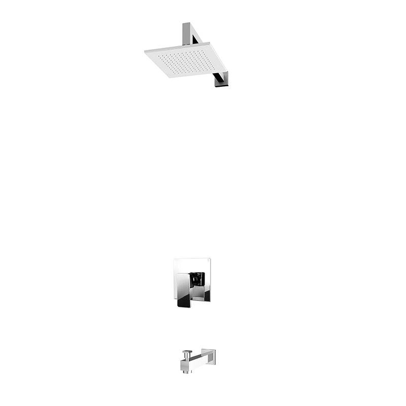 Rubi Quatro Pressure Balanced Shower Kit With Square Wall Mount Shower Head - Chrome - Renoz
