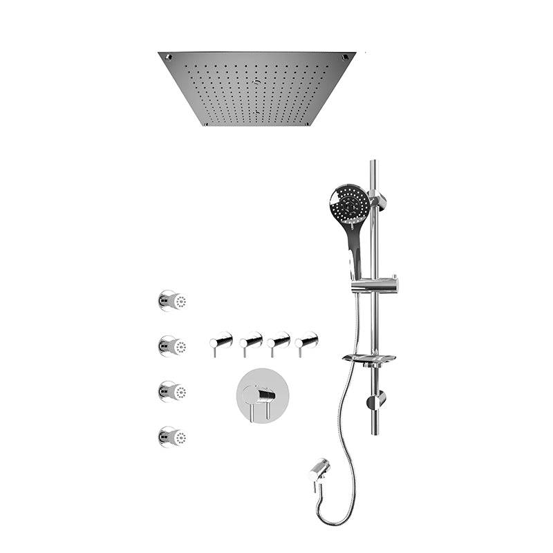 Rubi Vertigo 3/4 Inch Thermostatic Shower Kit With Built in Shower Head and Body Jet - Chrome - Renoz
