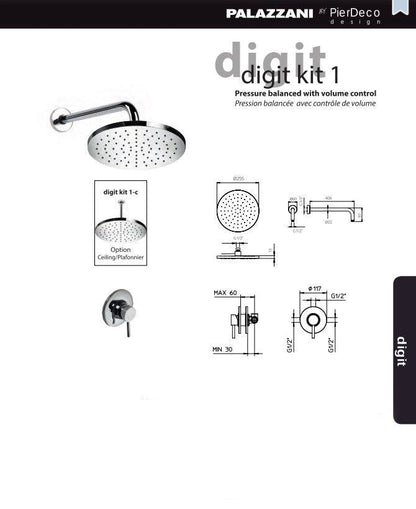 PierDeco Palazzani Digit 1 Shower Kit