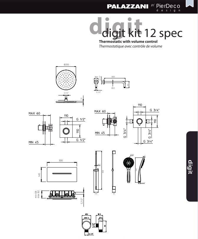 PierDeco Palazzani Digit Kit 12 Shower Kit - Renoz