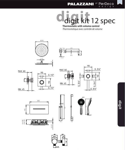 PierDeco Palazzani Digit Kit 12 Shower Kit